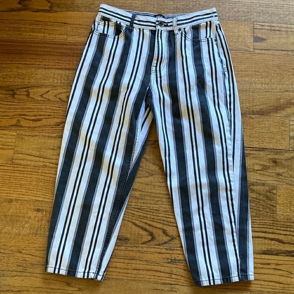 BDG Urban Outfitters Black Striped Straight Crop Jeans Size 29/30